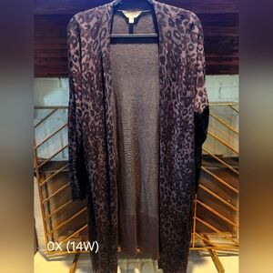 Leopard Print Open Front Cardigan Sweater